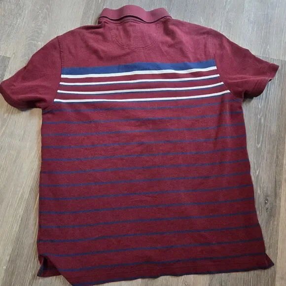 IZOD Advantage Performance Polo Shirt Striped Burgundy Blue White Men's Large - Picture 3 of 4